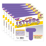 TREND Ready Letters, 4in, Casual Uppercase, Purple, Set Of 6 Packs