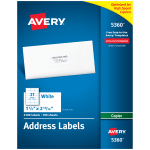 Avery Address Labels For Copiers, 5360, Rectangle, 1in x 2-13/16in, White, Pack Of 2,100