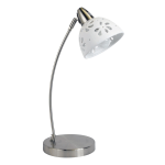 Simple Designs Desk Lamp with Porcelain Flower Shade, 20.28inH, White/Brushed Nickel