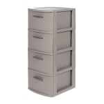 Inval By MQ 32inH 4-Drawer Rattan Storage Cabinet, Taupe