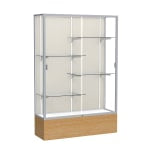 Waddell Reliant 4-Shelf Floor Display Case, 72inH x 48inW x 16inD, Natural Oak Base/Satin Finish