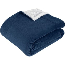 Sedona House Westinghouse Plush Sherpa Throw, 60in x 70in, Navy