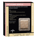 Optifoam Gentle Border Adhesive Dressings, 4in x 4in, Tan, Box Of 10