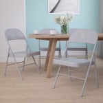 Flash Furniture HERCULES Series Double-Braced Metal Folding Chairs, Gray, Set Of 4 Chairs