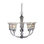 Elegant Designs 5-Light Glass Ceiling Glacier Petal Chandelier, 24inW, Chrome