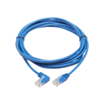 Tripp Lite Cat6 Ethernet Cable Left Angled UTP Slim Molded M/M Blue 10ft - First End: 1 x RJ-45 Male Network - Second End: 1 x RJ-45 Male Network - 1 Gbit/s - Patch Cable - Gold Plated Contact - 28 AWG - Blue