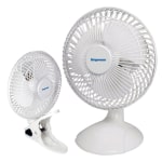 Impress 2-In-1 Clip/Desk Fan, 6inH x 12inW x 6inD, White