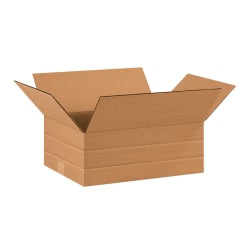 Partners Brand Multi-Depth Corrugated Boxes, 16in x 12in x 6in, Scored 4in, 2in, Kraft, Pack Of 25