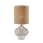 Adesso Emma Large Table Lamp, 28-1/2inH, Rattan Shade/Clear Base