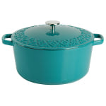 Spice by Tia Mowry Savory Saffron 6-Quart Enameled Cast Iron Dutch Oven, Teal