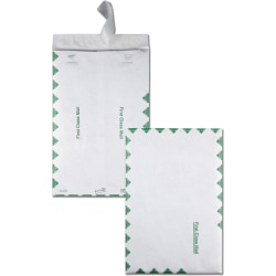 Quality Park Tyvek First Class 10in x 15in Envelopes, 14 Lb, Self-Adhesive, Green/White, Box Of 100