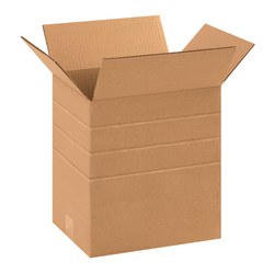 Partners Brand Multi-Depth Corrugated Boxes, 11 2/4in x 8 3/4in x 12in, Scored 10in, 8in, 6in, Kraft, Pack Of 25