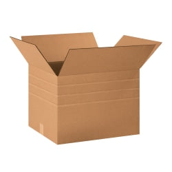 Partners Brand Multi-Depth Corrugated Boxes, 20in x 16in x 14in, Scored 12in, 10in, 8in, Kraft, Pack Of 20