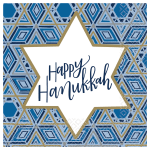 Amscan Hanukkah Festival Of Lights 2-Ply Lunch Napkins, 6-1/2in x 6-1/2in, Blue, Pack Of 108 Napkins