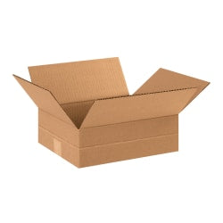 Partners Brand Multi-Depth Corrugated Boxes, 12in x 10in x 4in, Scored 2in, Kraft, Pack Of 25