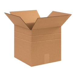 Partners Brand Multi-Depth Corrugated Boxes, 12in x 12in x 12in, Scored 10in, 8in, Kraft, Pack Of 25