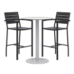 KFI Studios Eveleen 3-Piece Outdoor Patio Set, Gray/Silver Table, Black Chairs, Gray/Silver Table