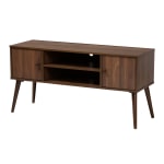 Baxton Studio Mid-Century Modern 2-Door Wood TV Stand, Walnut