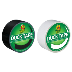 Duck Brand Color Duct Tape Rolls, 1-15/16in x 40 Yd, Black/White, Pack Of 2 Rolls