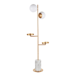 LumiSource Butler Floor Lamp, 61-1/4inH, White Shade/Gold Base