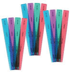 SAFE-T Plastic UltraFlex Ruler, 12in, Assorted Colors, Pack Of 12