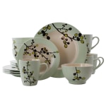 Elama 16-Piece Stoneware Dinnerware Set, Retro Bloom