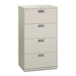 HON 600 30inW x 19-1/4inD Lateral 4-Drawer File Cabinet With Lock, Light Gray