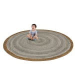 Joy Carpets Feeling Natural Kids Round Area Rug, 5-1/3ft x 5-1/3ft, Stone