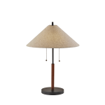 Adesso Palmer Table Lamp, 24inH, Light Brown Shade/Black/Walnut Base