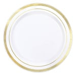 Amscan Trimmed Premium Plastic Plates, 6-1/4in, Gold, Pack Of 40 Plates