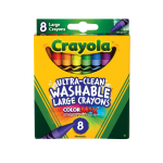 Crayola Washable Crayons, Large, Assorted Colors, Box Of 8 Crayons