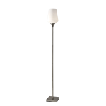 Adesso Roxy Floor Lamp, 71inH, White Shade/Brushed Steel