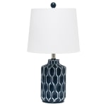 Lalia Home Moroccan Table Lamp, 22inH, White Shade/Blue Base