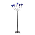 LumiSource Medusa Contemporary Floor Lamp, 71-3/4inH, Blue Shade/Black Base