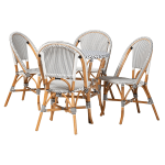 Baxton Studio Genica Rattan 5-Piece Indoor And Outdoor Bistro Set, Black/White/Brown