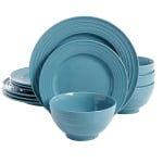 Gibson Home Plaza Cafe 12-Piece Dinnerware Set, Turquoise