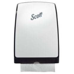 Scott Slimfold Folded Towel Dispenser (34830), White, Compact, One-At-A-Time Manual Dispensing, 9.8in x 2.8in x 13.67in (Qty 1)