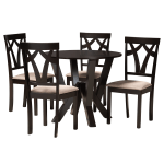 Baxton Studio Reagan Wood Dining Set, 29-15/16inH x 35-7/16inW x 35-7/16inD, Sand/Dark Brown