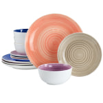 Gibson Home Color Vibes Fine Ceramic 12-Piece Dinnerware Set, Assorted Colors