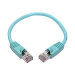 Tripp Lite Cat6a Snagless Shielded STP Patch Cable 10G, PoE, Aqua M/M 1ft - First End: 1 x RJ-45 Male Network - Second End: 1 x RJ-45 Male Network - 1.25 GB/s - Patch Cable - Shielding - Aqua