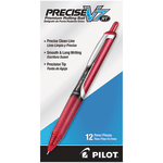 Pilot Precise V7 Liquid Ink Retractable Rollerball Pens, Fine Point, 0.7 mm, Assorted Barrel Colors, Red Ink, Pack Of 12 Pens