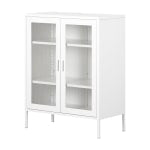 South Shore Crea 32inW Metal Mesh 2-Door Accent Cabinet, Pure White