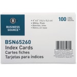 Business Source Plain Index Cards - 6in Width x 4in Length - 100 / Pack