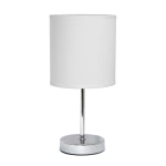 Creekwood Home Nauru Petite Metal Stick Table Lamp, 11-7/8inH, White Shade/Chrome Base