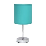 Creekwood Home Nauru Petite Metal Stick Table Lamp, 11-7/8inH, Blue Shade/Chrome Base