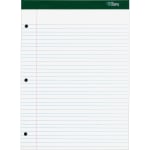 TOPS Double Docket Rigid Back Legal Pads - 100 Sheets - Stapled/Glued - Ruled - 16 lb Basis Weight - 8 1/2in x 11 3/4in - White Paper - Green Binder - Hard Cover, Perforated, Stiff-back, Back Board - 100 / Pad