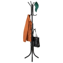 Mind Reader Coat Rack Hall Tree Freestanding Organizer Coat Tree, 68-1/2inH x 18inW x 18inD, Black