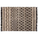 Baxton Studio Heino Handwoven Wool Area Rug, 5-1/4ft x 7-1/2ft, Ivory/Charcoal