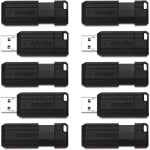 Verbatim PinStripe USB Flash Drive, 32GB, Black, Pack Of 10