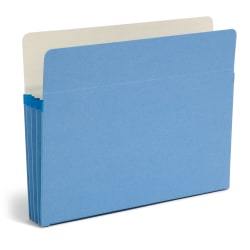 Smead File Pocket Expanding Color Pockets, 3 1/2in Expansion, Letter Size, Blue